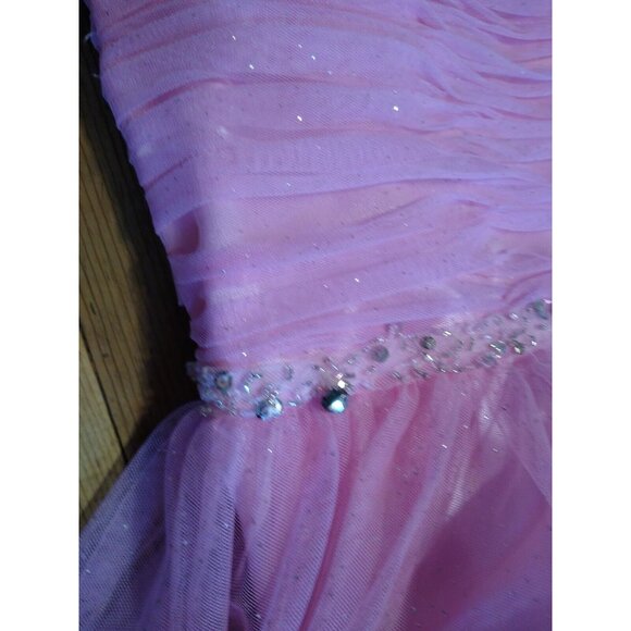 Jovani Pink Prom Dress Womens Sz 2 Mermaid Shoulder Straps Rhinestones Netting - Picture 6 of 15